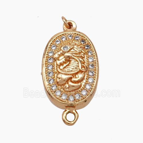 Copper Dragon Connector Pave Zirconia Chinese Zodiac Rose Gold