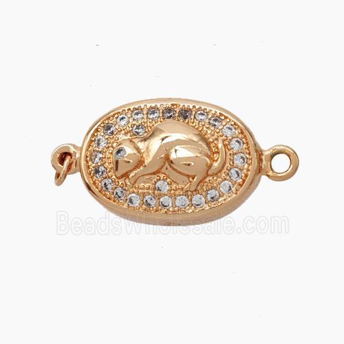 Copper Rat Connector Pave Zirconia Chinese Zodiac Rose Gold