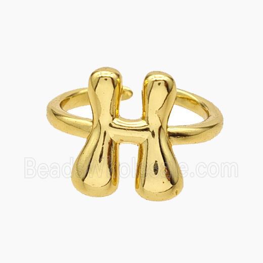Copper Letter-H Rings Gold Plated