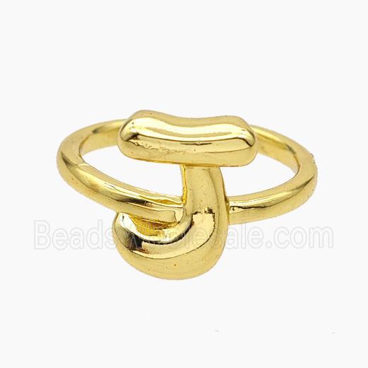 Copper Letter-J Rings Gold Plated