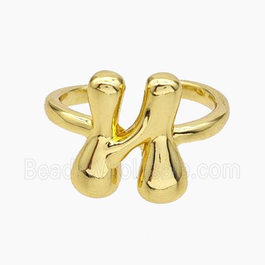 Copper Letter-N Rings Gold Plated