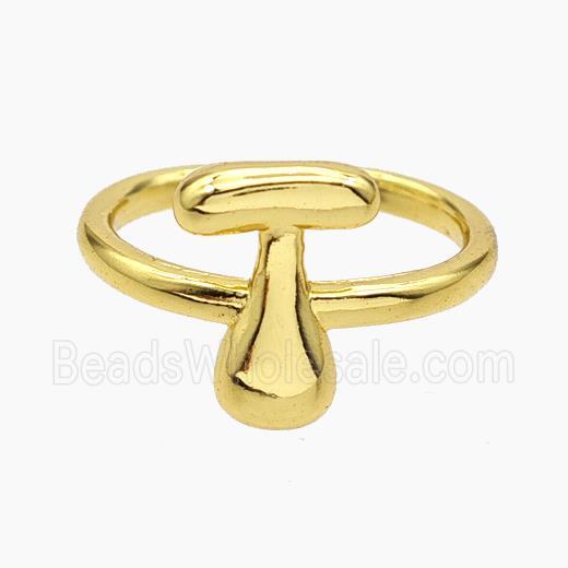 Copper Letter-T Rings Gold Plated
