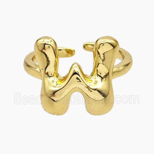 Copper Letter-W Rings Gold Plated