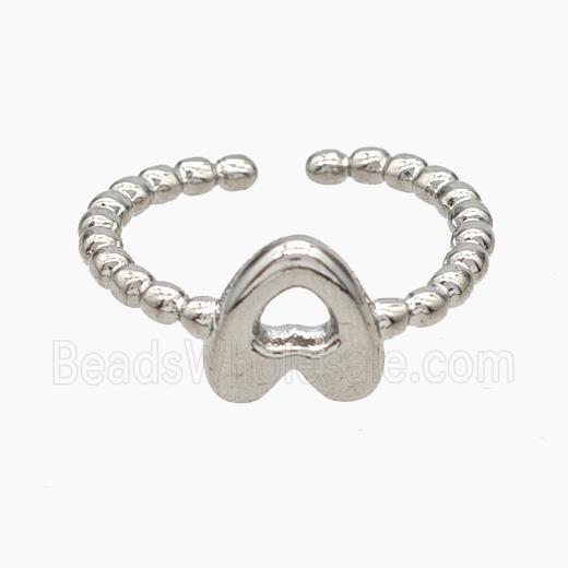 Copper Letter-A Rings Platinum Plated