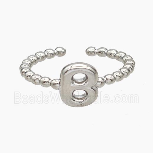 Copper Letter-B Rings Platinum Plated