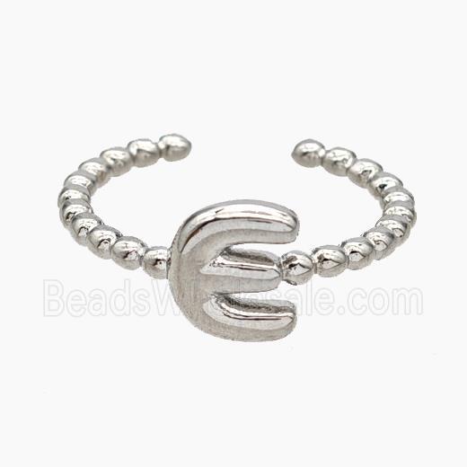 Copper Letter-E Rings Platinum Plated