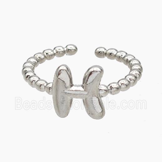 Copper Letter-H Rings Platinum Plated
