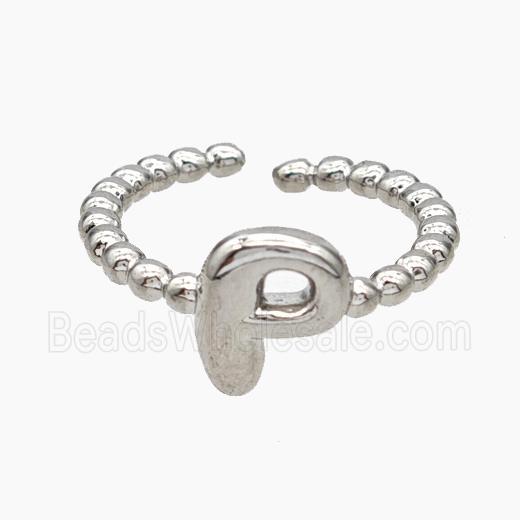 Copper Letter-P Rings Platinum Plated