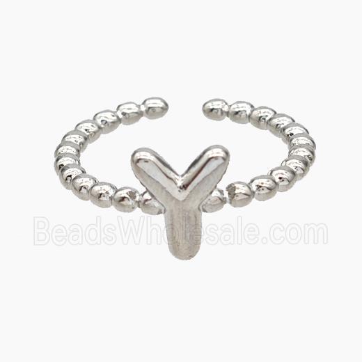Copper Letter-Y Rings Platinum Plated