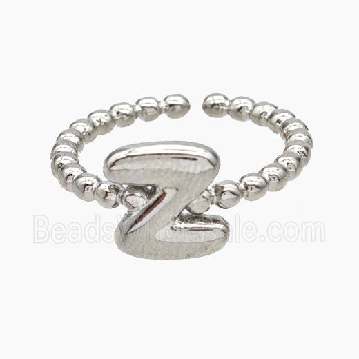 Copper Letter-Z Rings Platinum Plated