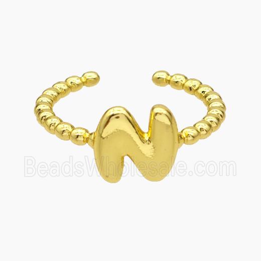 Copper Letter-N Rings Gold Plated