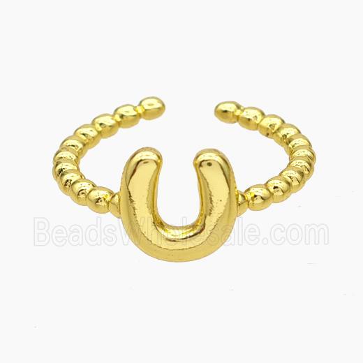 Copper Letter-U Rings Gold Plated