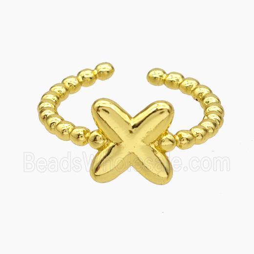 Copper Letter-X Rings Gold Plated