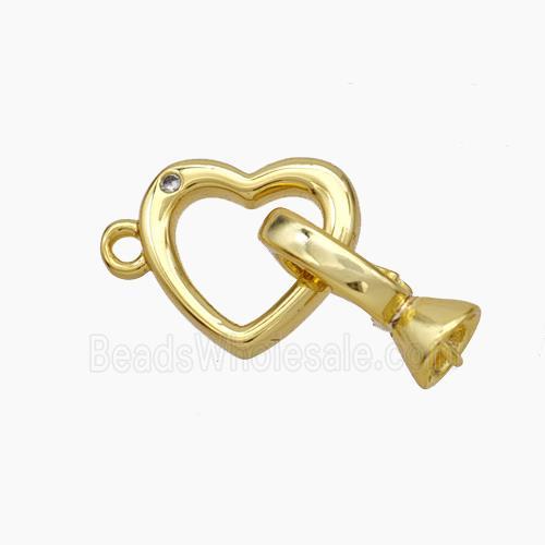 Copper Clasp Cord-End Heart Gold Plated