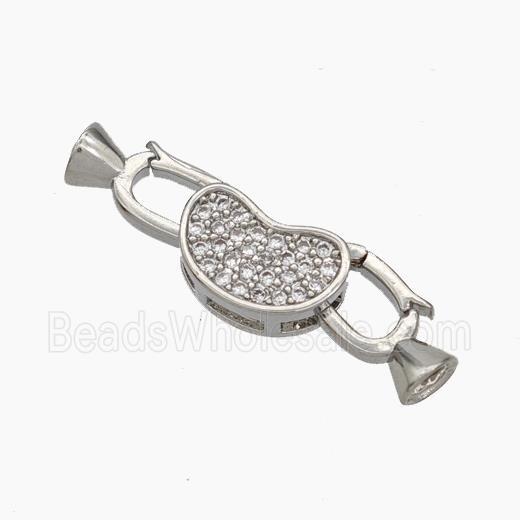 Copper Clasp Pave Zirconia Cord-End Platinum Plated