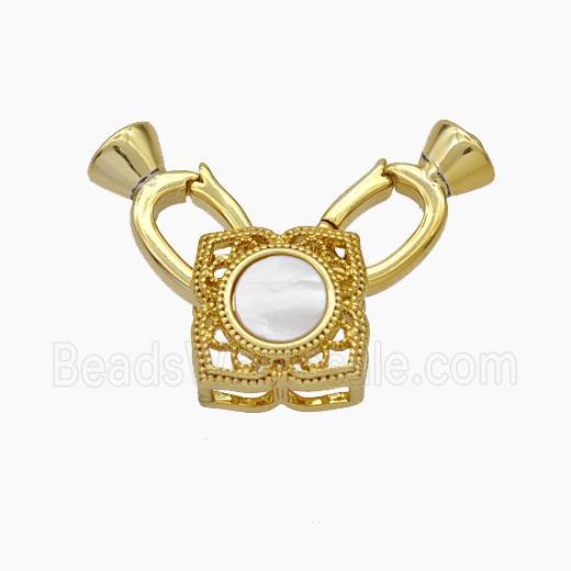 Copper Clasp Pave Shell Cord-End Gold Plated