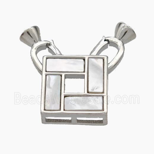 Copper Clasp Pave Shell Cord-End Platinum Plated