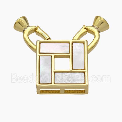 Copper Clasp Pave Shell Cord-End Gold Plated