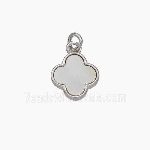 Copper Clover Pendant Pave Shell Platinum Plated