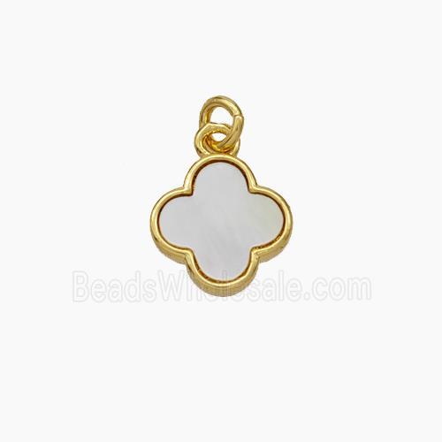 Copper Clover Pendant Pave Shell Gold Plated