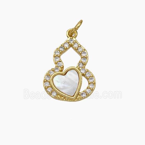 Copper Gourd Pendant Pave Shell Zirconia Gold Plated