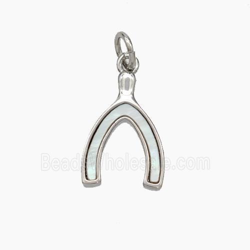 Copper Horseshoe Pendant Pave Shell Platinum Plated