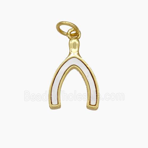 Copper Horseshoe Pendant Pave Shell Gold Plated