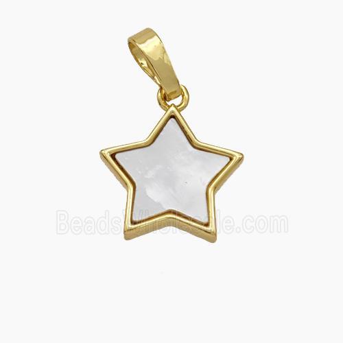 Copper Star Pendant Pave Shell Gold Plated