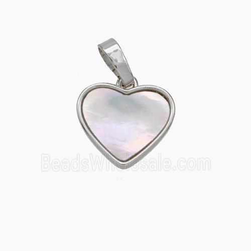 Copper Heart Pendant Pave Shell Platinum Plated