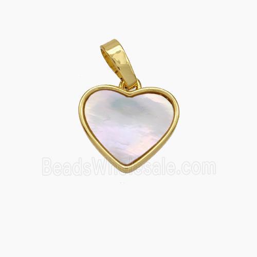 Copper Heart Pendant Pave Shell Gold Plated
