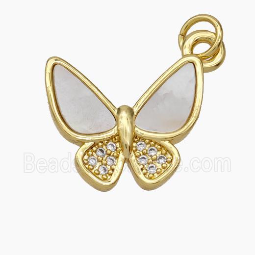 Copper Butterfly Pendant Pave Shell Zirconia Gold Plated