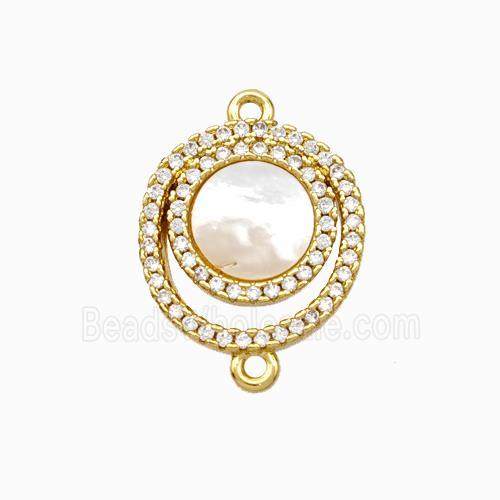 Copper Sun Connector Pave Shell Zirconia 18K Gold Plated