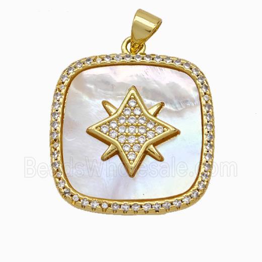 Copper Star Pendant Pave Shell Zirconia 18K Gold Plated