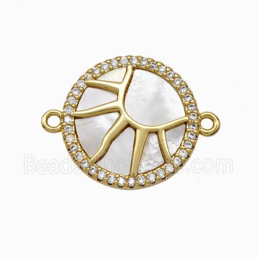 Copper Sun Connector Pave Shell Zirconia 18K Gold Plated
