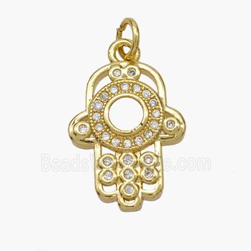 Copper Hand Pendant Pave Shell Zirconia 18K Gold Plated