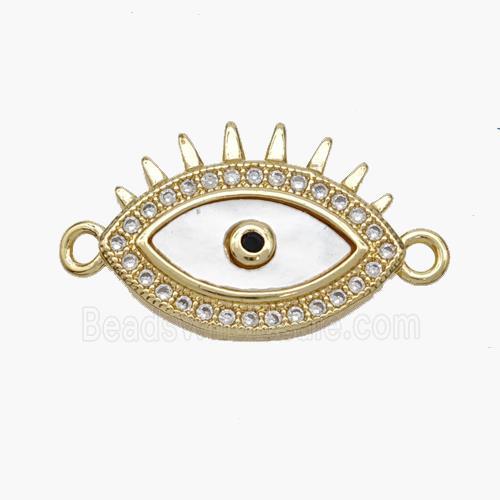Copper Eye Connector Pave Shell Zirconia 18K Gold Plated