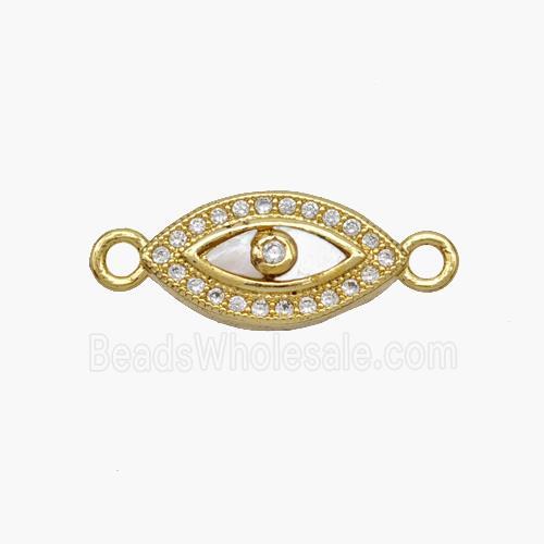 Copper Eye Connector Pave Shell Zirconia 18K Gold Plated