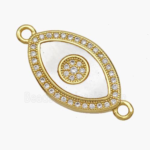 Copper Eye Connector Pave Shell Zirconia 18K Gold Plated