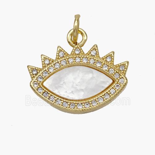 Copper Eye Pendant Pave Shell Zirconia 18K Gold Plated