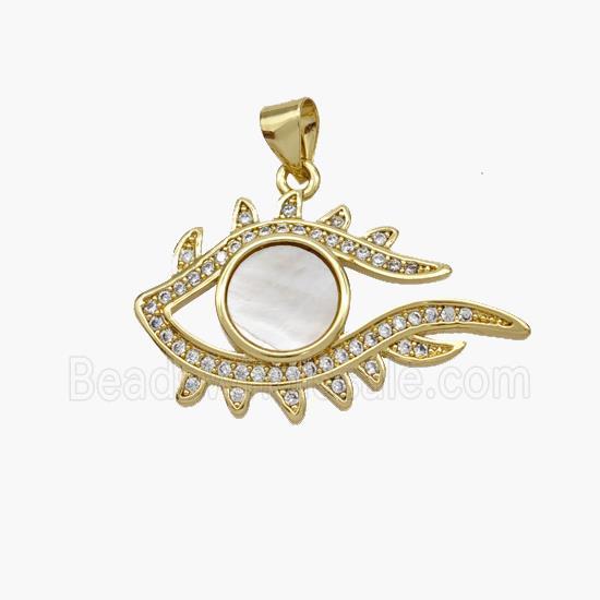 Copper Eye Pendant Pave Shell Zirconia 18K Gold Plated