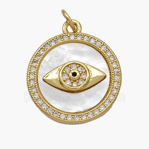 Copper Eye Pendant Pave Shell Zirconia 18K Gold Plated
