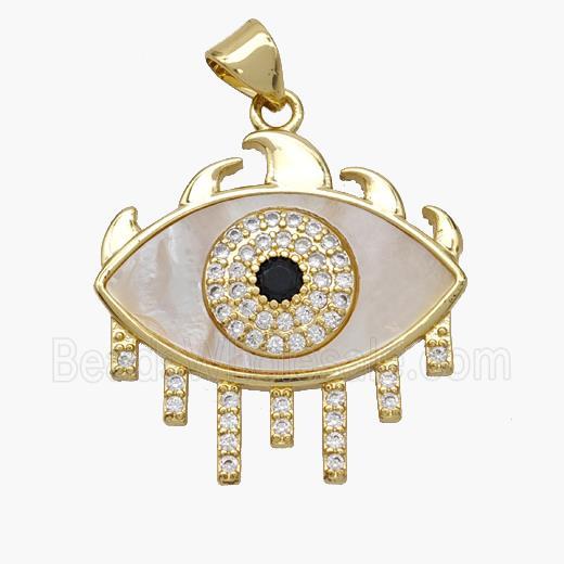 Copper Eye Pendant Pave Shell Zirconia 18K Gold Plated