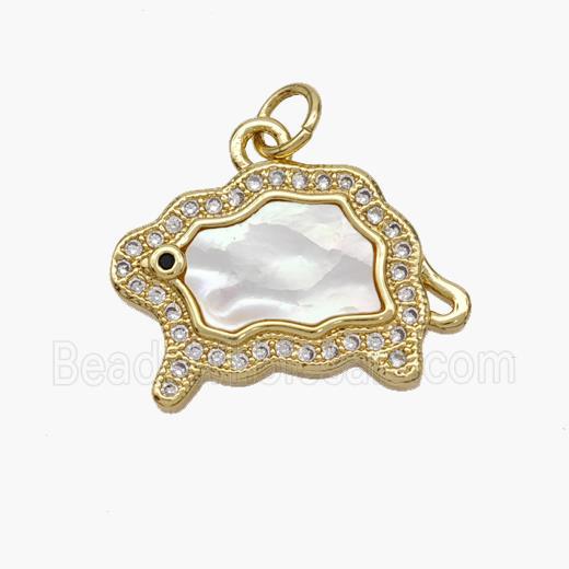 Copper Sheep Pendant Pave Shell Zirconia 18K Gold Plated