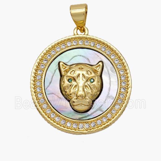 Copper Leopard Pendant Pave Shell Zirconia 18K Gold Plated