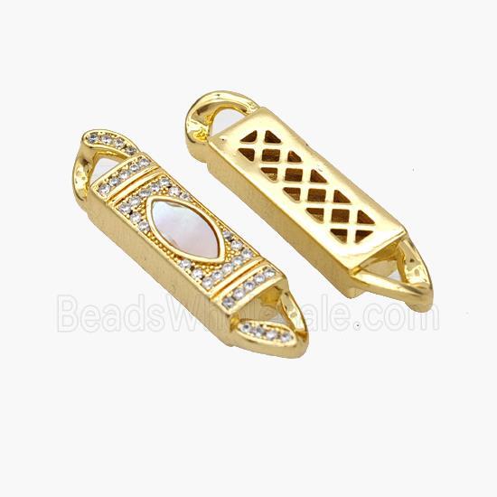 Copper Stick Connector Pave Shell Zirconia Eye 18K Gold Plated