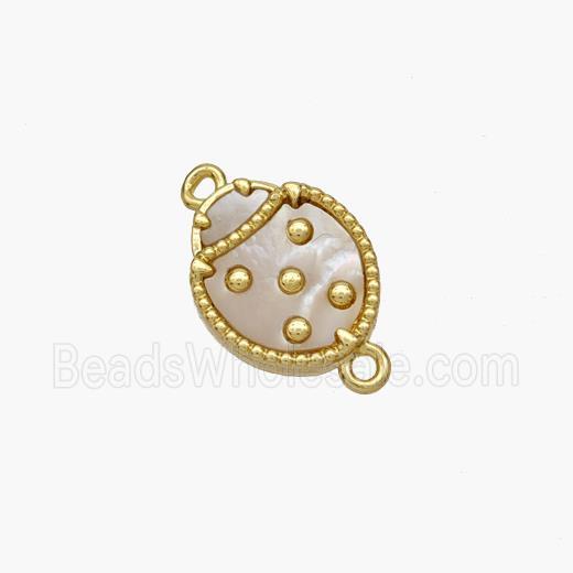 Copper Ladybug Connector Pave Shell Gold Plated