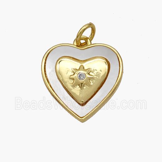 Copper Heart Pendant Pave Shell Gold Plated
