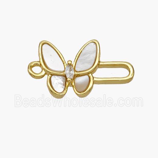 Copper Butterfly Connector Pave Shell Gold Plated