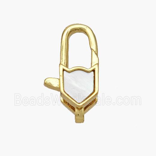 Copper Lobster Clasp Pave Shell Gold Plated