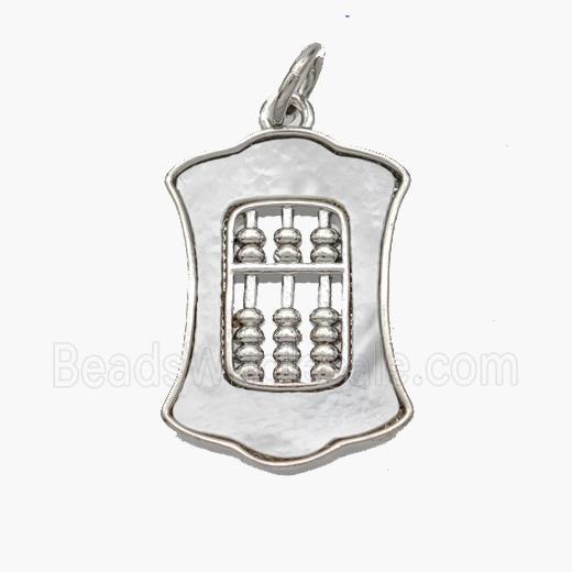 Copper Abacus Pendant Pave Shell Platinum Plated